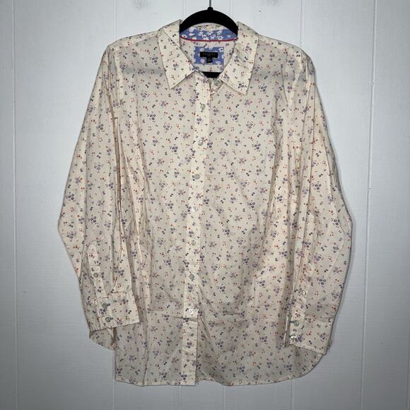 Talbots Tops - Talbots Women’s Classic Cotton Shirt Floral Butterfly Print Long Sleeve Size 1X